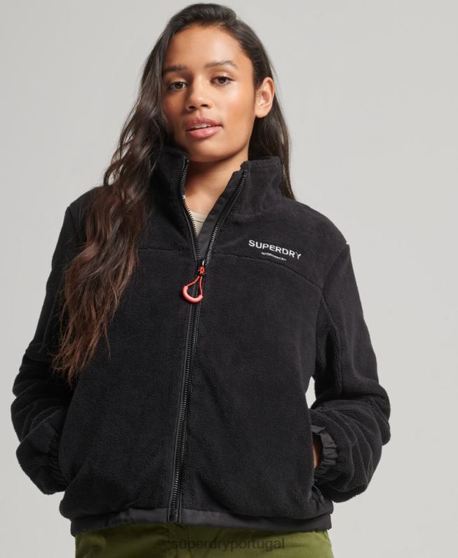 jaqueta trekker de lã mulheres preto roupas Superdry 2208H3782