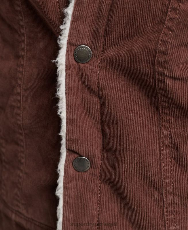 jaqueta trucker cordão sherpa mulheres marrom roupas Superdry 2208H3548