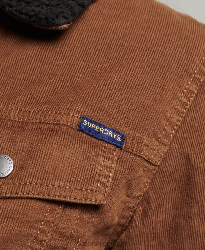 jaqueta trucker cordão sherpa mulheres marrom roupas Superdry 2208H5454