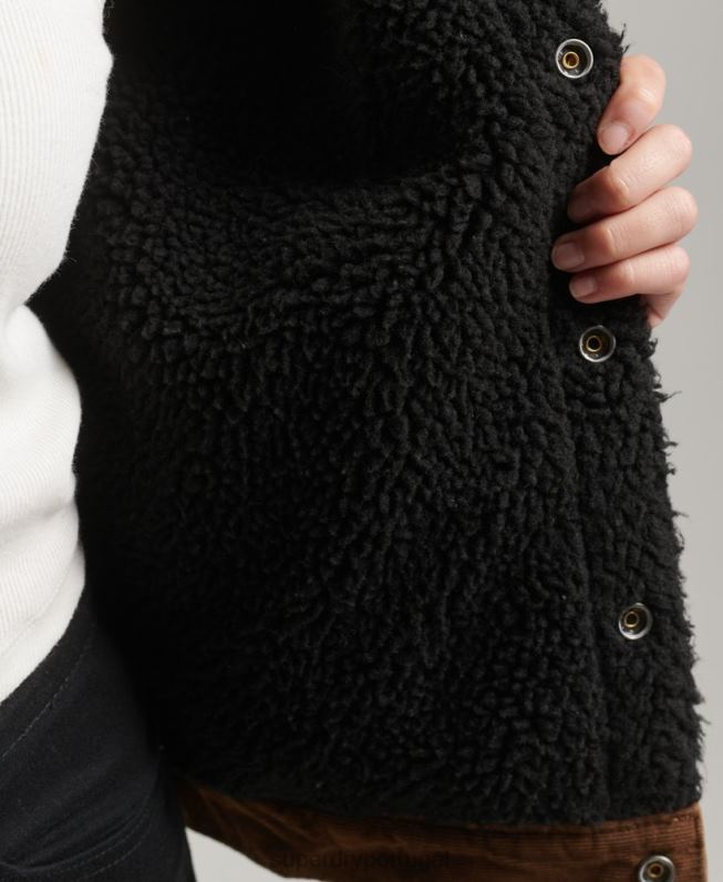 jaqueta trucker cordão sherpa mulheres marrom roupas Superdry 2208H5454