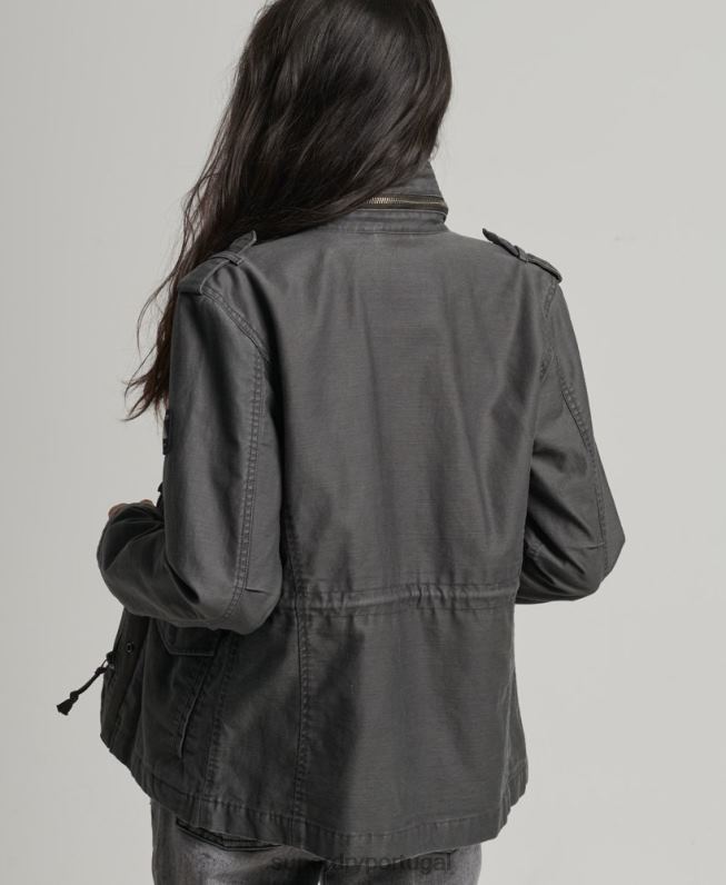 jaqueta vintage m65 mulheres cinza escuro roupas Superdry 2208H3539