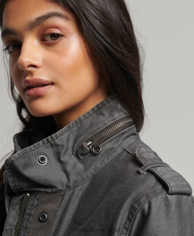 jaqueta vintage m65 mulheres cinza escuro roupas Superdry 2208H3539