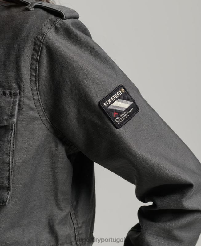 jaqueta vintage m65 mulheres cinza escuro roupas Superdry 2208H3539