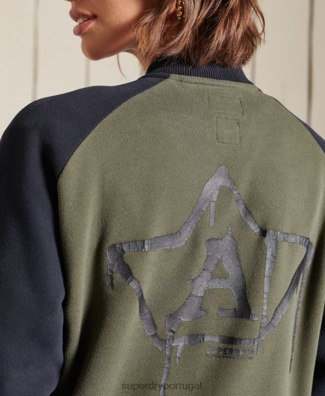 jaquetas de bombardeiro oversized vintage mulheres verde roupas Superdry 2208H6040