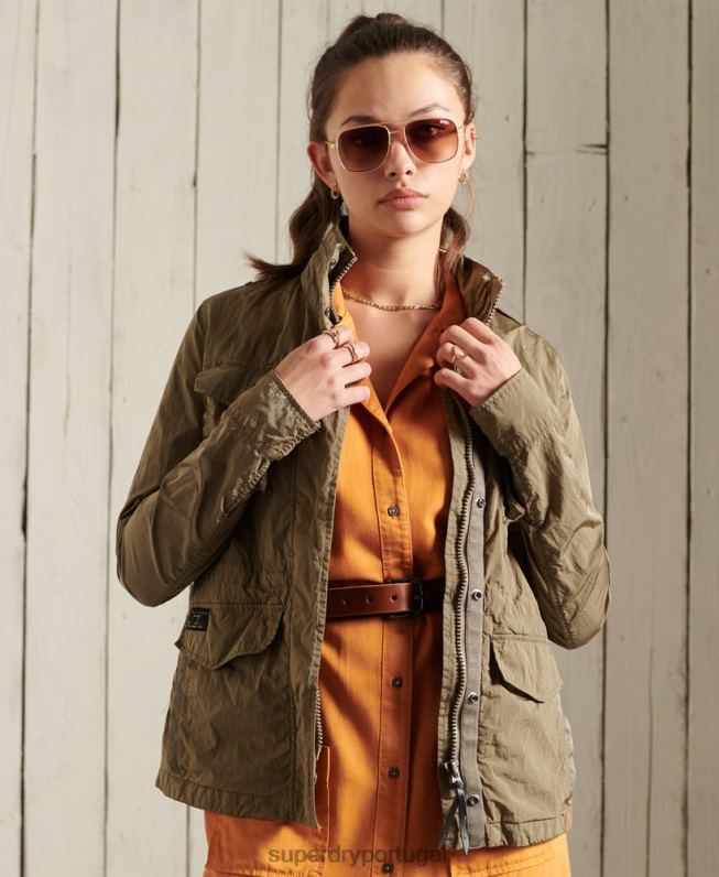 nova jaqueta militar m65 mulheres bege roupas Superdry 2208H5657