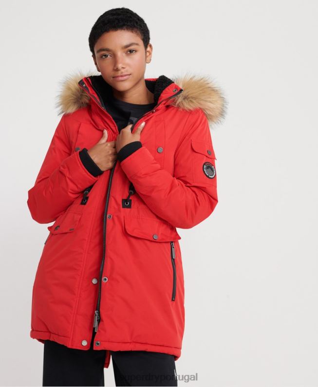 parka de microfibra nadare mulheres vermelho roupas Superdry 2208H5643
