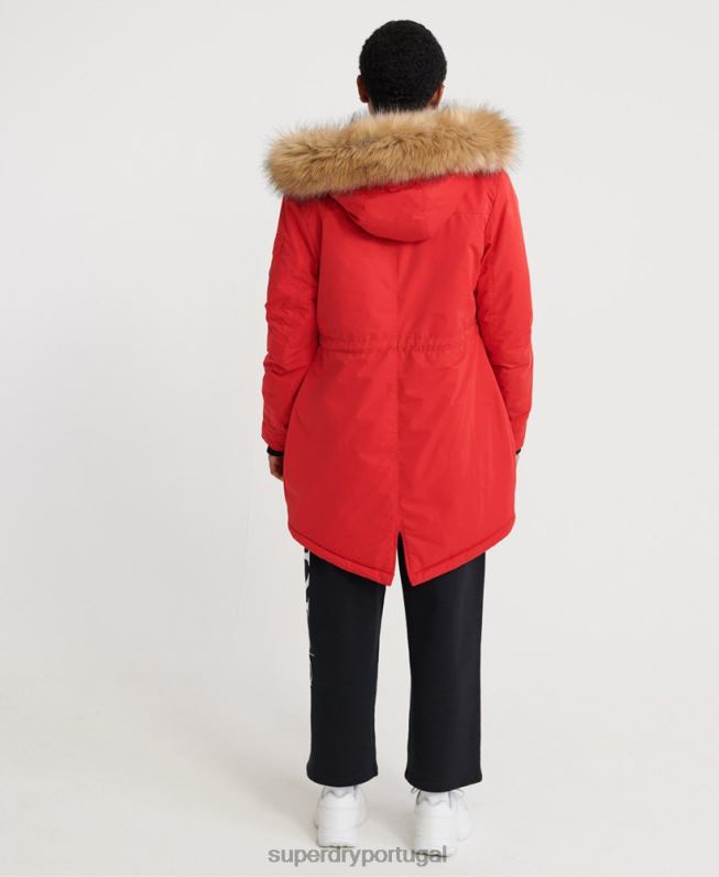 parka de microfibra nadare mulheres vermelho roupas Superdry 2208H5643