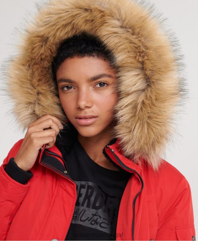 parka de microfibra nadare mulheres vermelho roupas Superdry 2208H5643