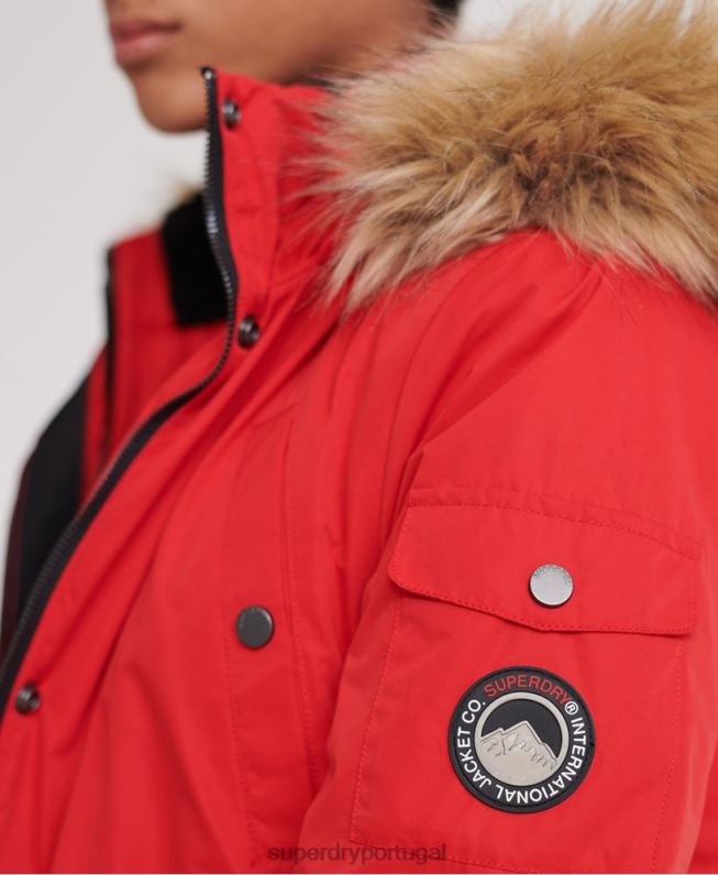 parka de microfibra nadare mulheres vermelho roupas Superdry 2208H5643
