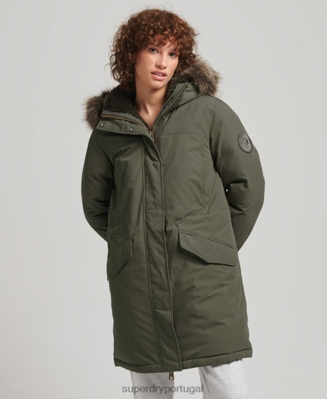 parka down everest mulheres caqui roupas Superdry 2208H3599