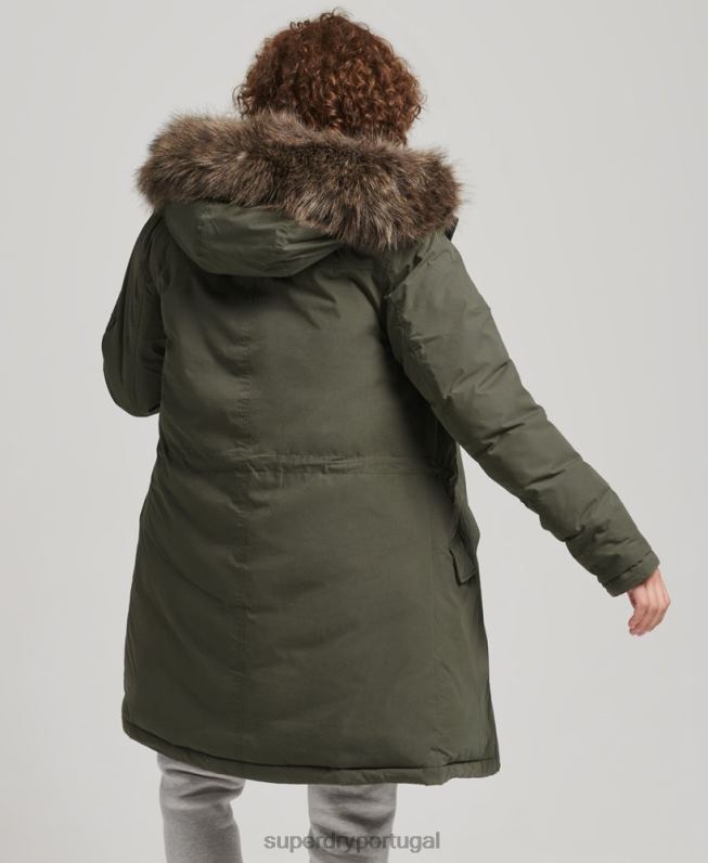 parka down everest mulheres caqui roupas Superdry 2208H3599