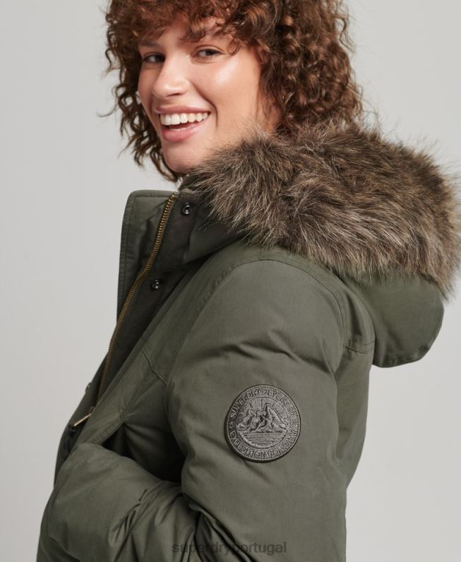 parka down everest mulheres caqui roupas Superdry 2208H3599