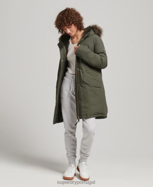 parka down everest mulheres caqui roupas Superdry 2208H3599