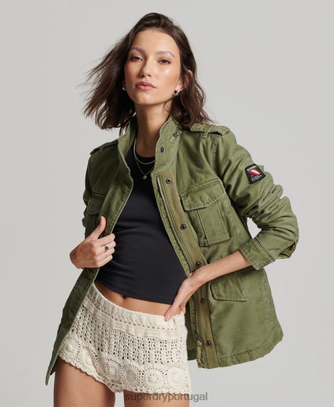 rookie borg jaqueta militar forrada mulheres caqui roupas Superdry 2208H5416