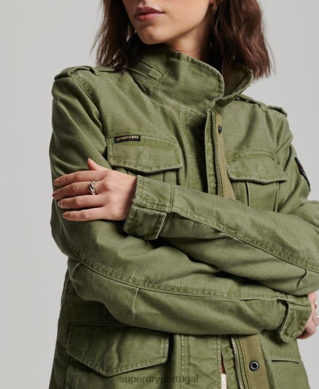 rookie borg jaqueta militar forrada mulheres caqui roupas Superdry 2208H5416