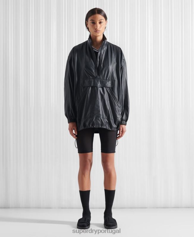 top de trilha de couro sdx edição limitada mulheres preto roupas Superdry 2208H1193