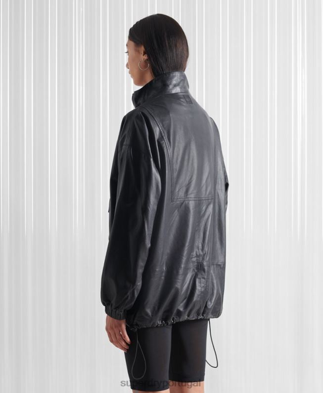 top de trilha de couro sdx edição limitada mulheres preto roupas Superdry 2208H1193