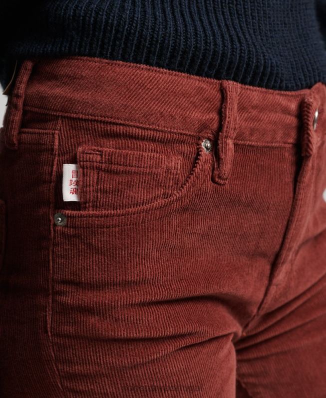 calça jeans flare cintura média mulheres vermelho roupas Superdry 2208H2598