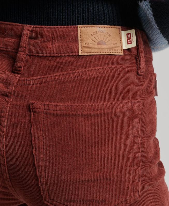 calça jeans flare cintura média mulheres vermelho roupas Superdry 2208H2598