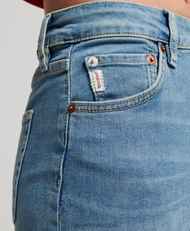 jeans skinny cintura alta de algodão orgânico mulheres azul roupas Superdry 2208H3880