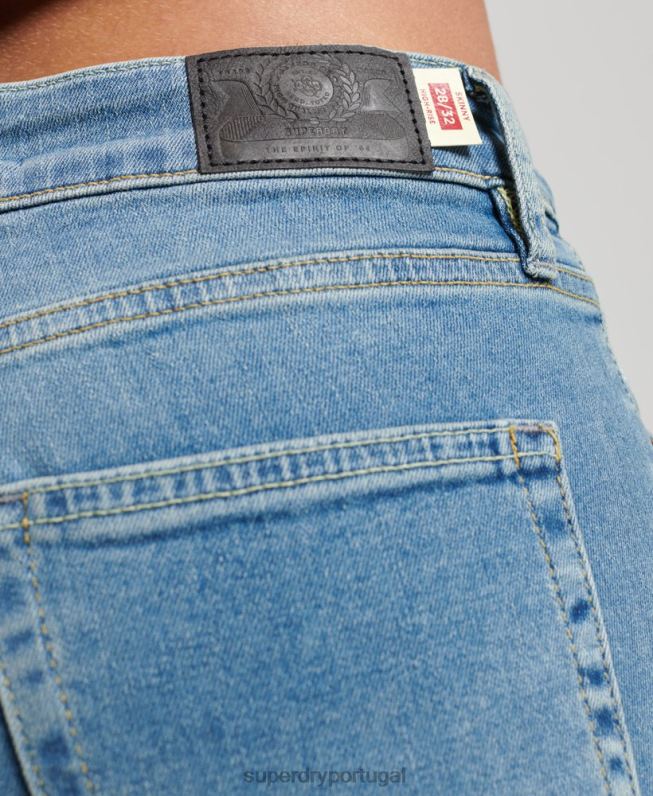 jeans skinny cintura alta de algodão orgânico mulheres azul roupas Superdry 2208H3880