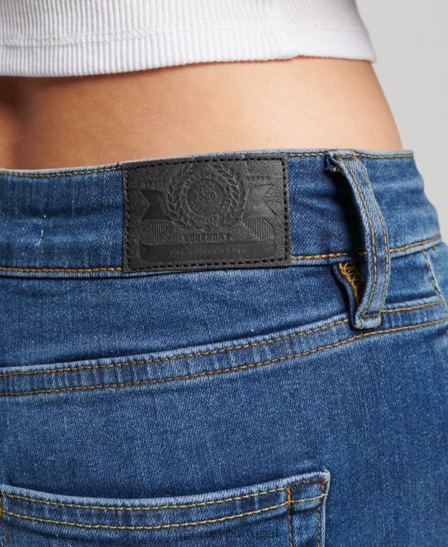 jeans skinny cintura média vintage de algodão orgânico mulheres azul escuro roupas Superdry 2208H3874