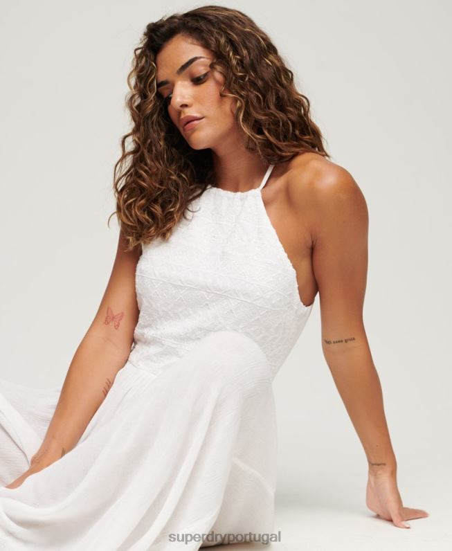 macacão bordado mulheres branco roupas Superdry 2208H2040