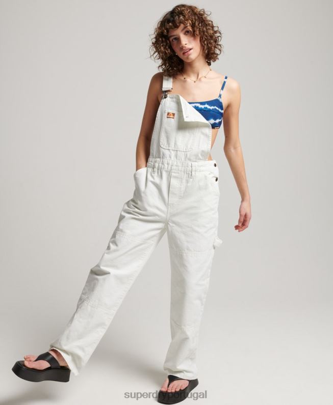 macacão de carpinteiro vintage mulheres creme roupas Superdry 2208H4096