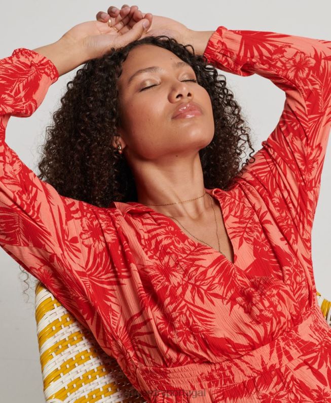 macacão de praia vintage mulheres coral roupas Superdry 2208H4097