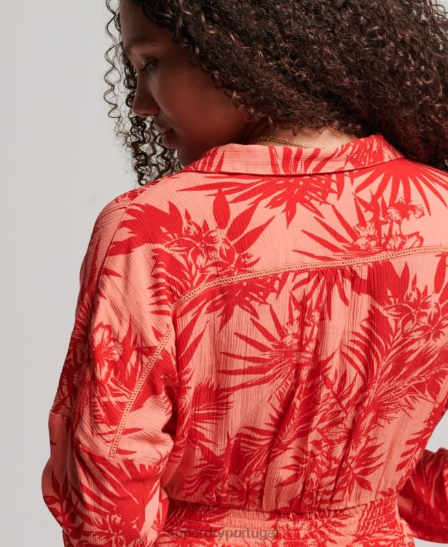 macacão de praia vintage mulheres coral roupas Superdry 2208H4097