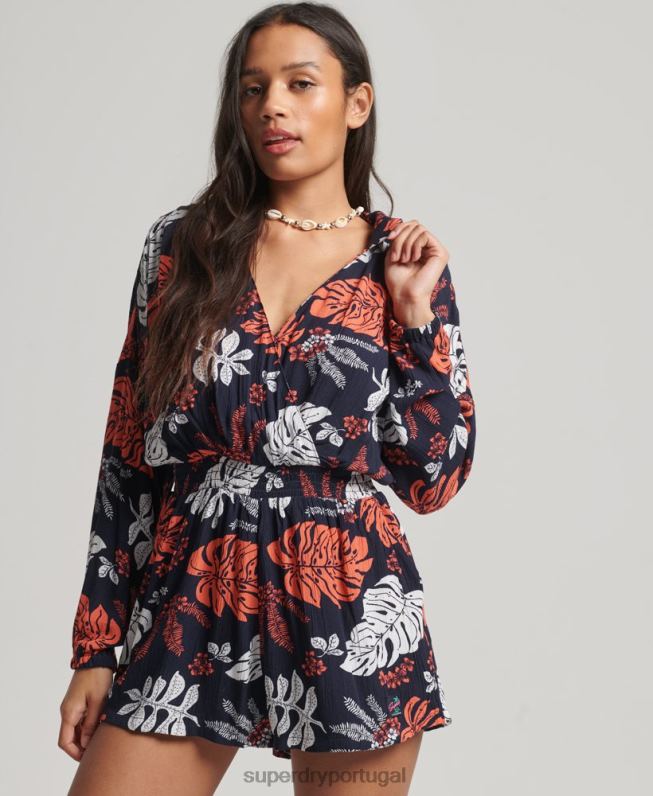 macacão de praia vintage mulheres marinha roupas Superdry 2208H4098