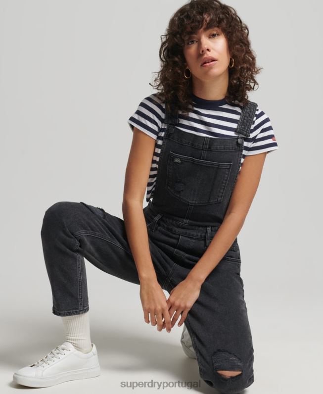 macacão fino mulheres preto roupas Superdry 2208H4106