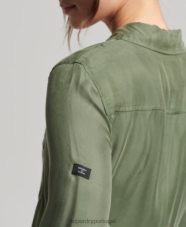 macacão manga longa cupro mulheres verde roupas Superdry 2208H4104