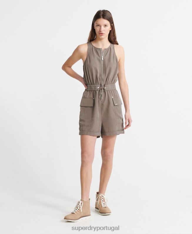 macacão nevada halter mulheres caqui roupas Superdry 2208H4107