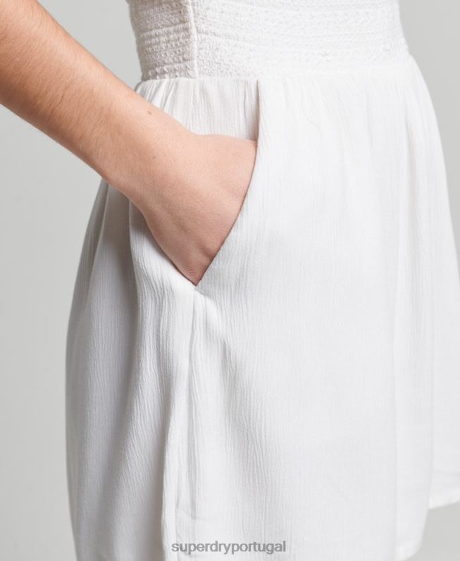 macacão vintage com decote frente única mulheres branco roupas Superdry 2208H4101