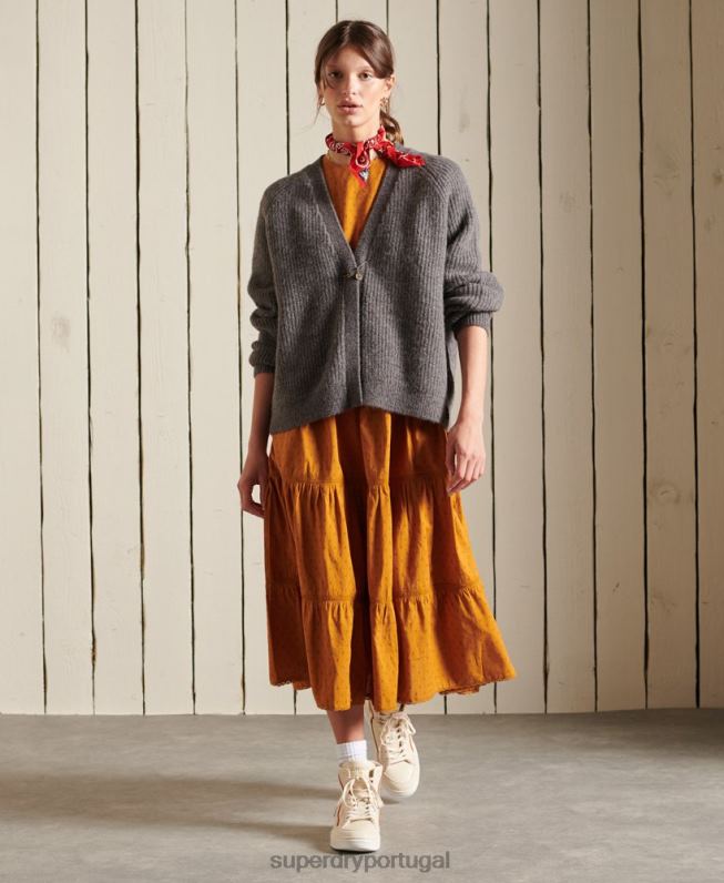 cardigã de mistura de alpaca mulheres cinza claro roupas Superdry 2208H6601