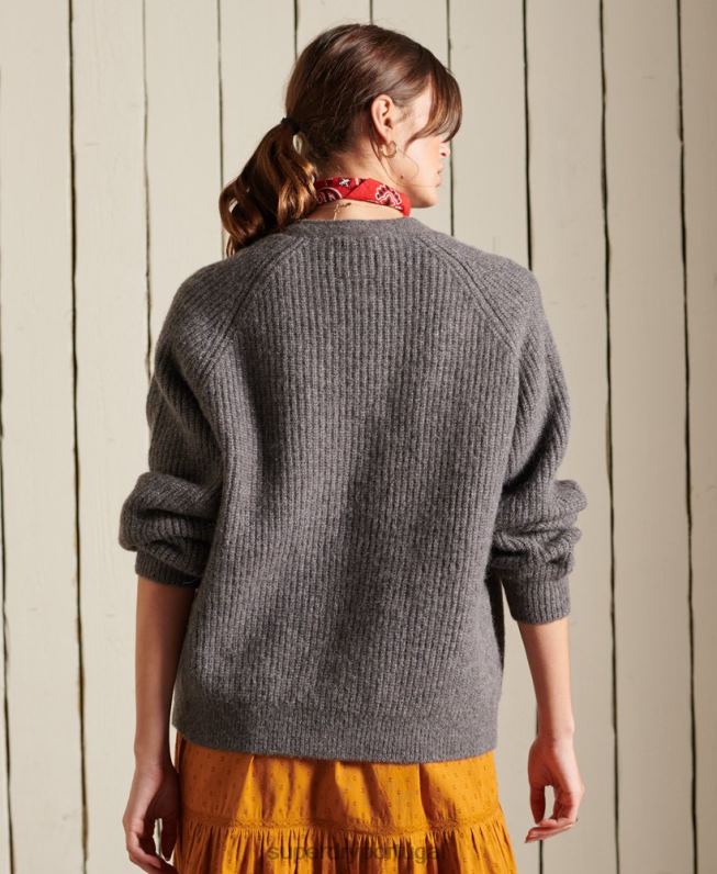 cardigã de mistura de alpaca mulheres cinza claro roupas Superdry 2208H6601