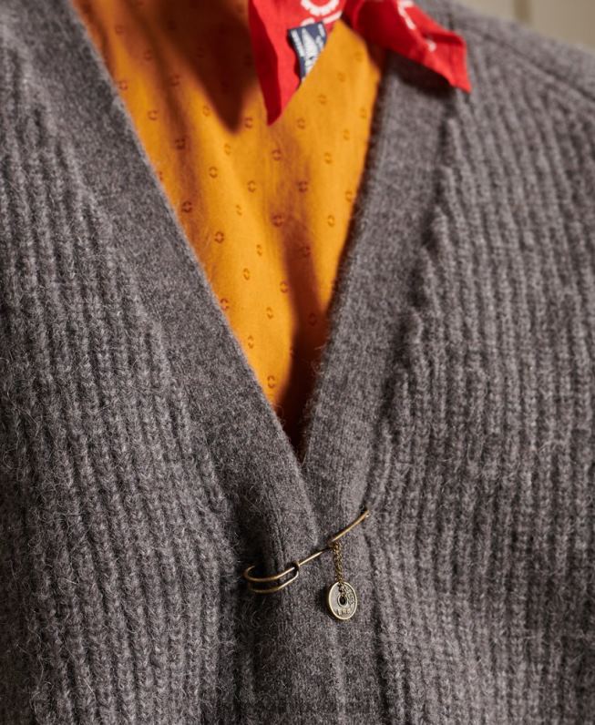 cardigã de mistura de alpaca mulheres cinza claro roupas Superdry 2208H6601