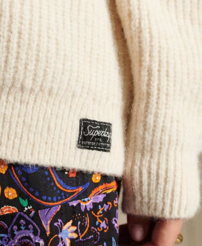 cardigã de mistura de alpaca mulheres creme roupas Superdry 2208H6589