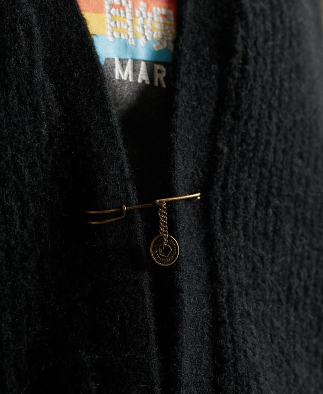 cardigã de mistura de alpaca mulheres preto roupas Superdry 2208H6600