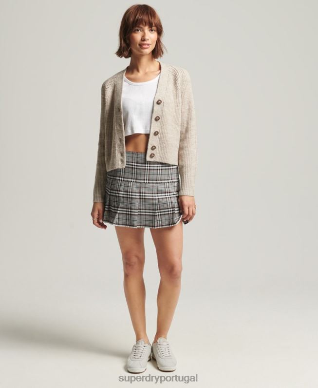 cardigã gola V jessica mulheres bege roupas Superdry 2208H4022