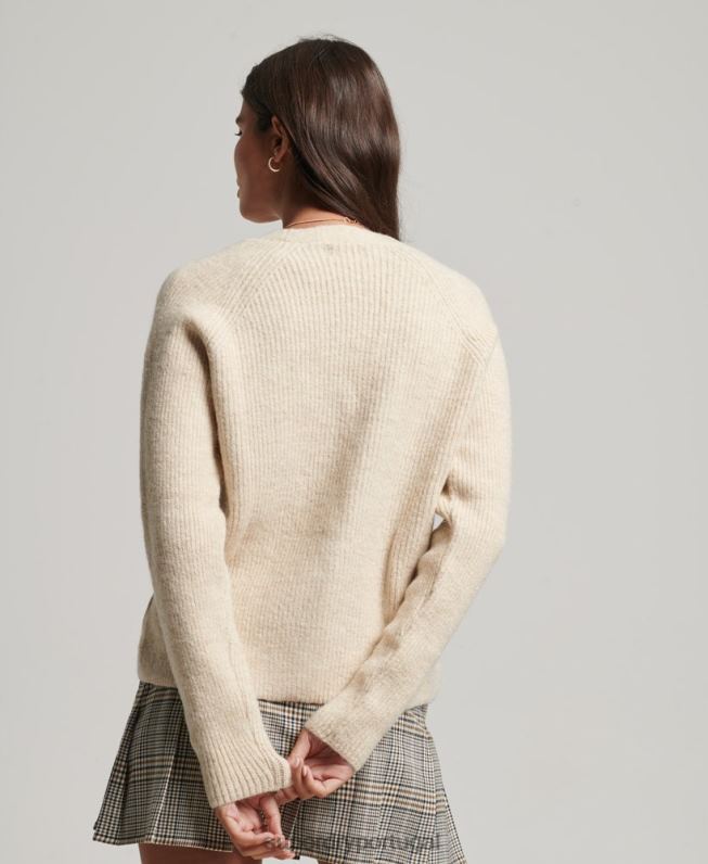 cardigã super macio essencial mulheres creme roupas Superdry 2208H3956