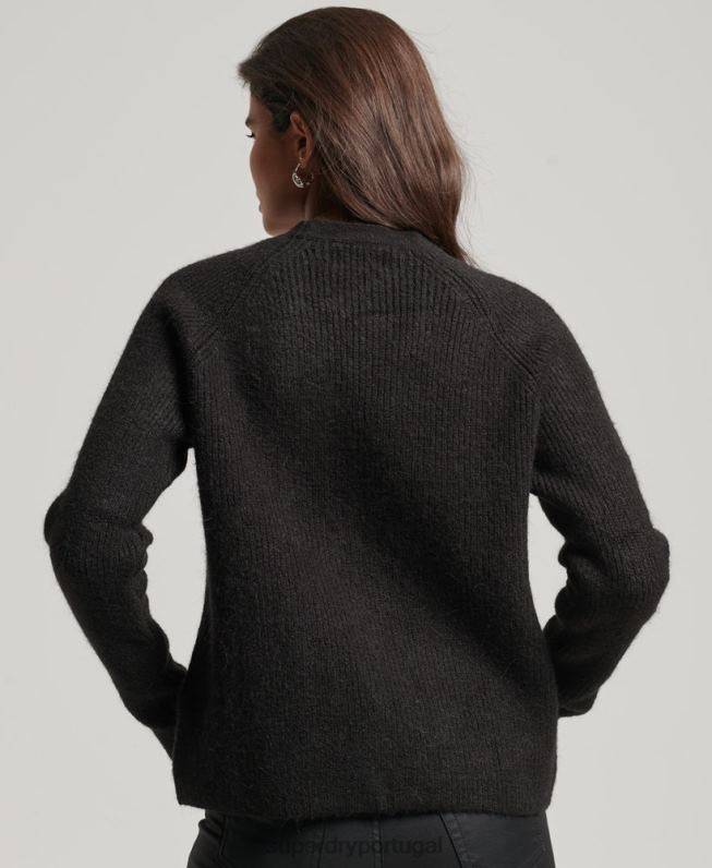 cardigã super macio essencial mulheres preto roupas Superdry 2208H3962