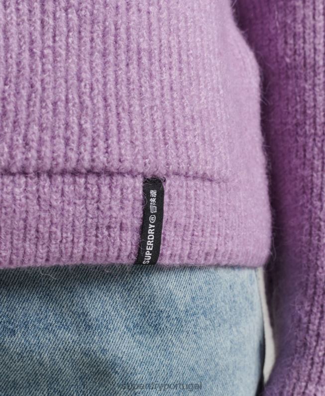 cardigã super macio essencial mulheres roxo roupas Superdry 2208H3968