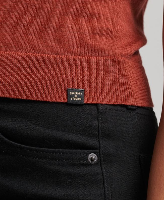 colete merino de gola alta studios mulheres bronzeado roupas Superdry 2208H4000