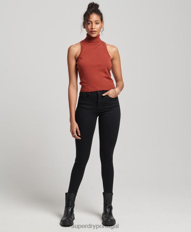 colete merino de gola alta studios mulheres bronzeado roupas Superdry 2208H4000