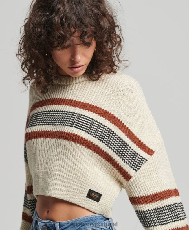 jumper clássico cropped mulheres branco roupas Superdry 2208H4036