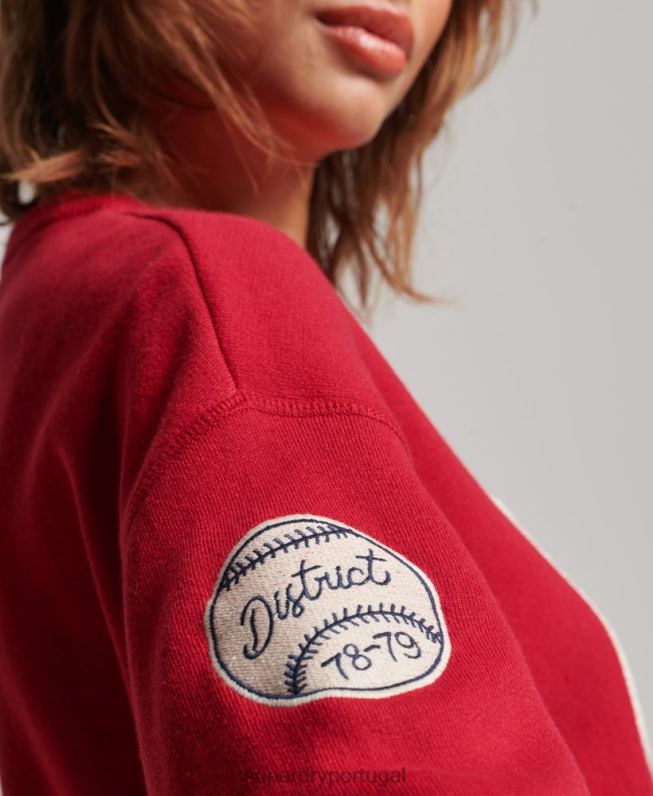 jumper da tripulação do time do colégio mulheres vermelho roupas Superdry 2208H3950