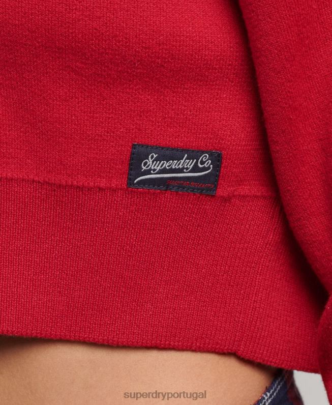 jumper da tripulação do time do colégio mulheres vermelho roupas Superdry 2208H3950