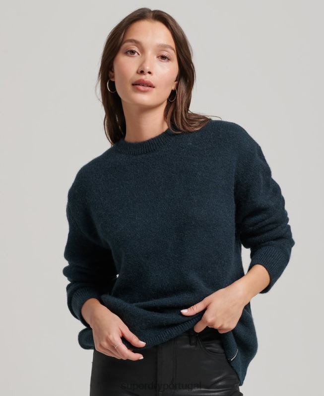 jumper de gola redonda super macio essencial mulheres marinha roupas Superdry 2208H3972